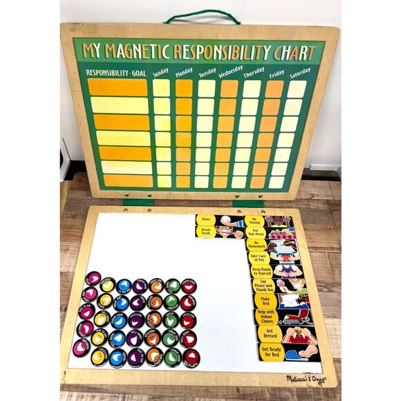 Melissa & Doug Magnetic Responsibility Chart With 89 Magnets Ages 3+ - Picture 1 of 8